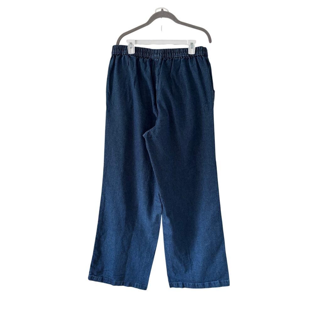 Woman Within Elastic Waist Wide Leg Denim Jeans Women’s 18W Tall Pull On Blue - Picture 7 of 7